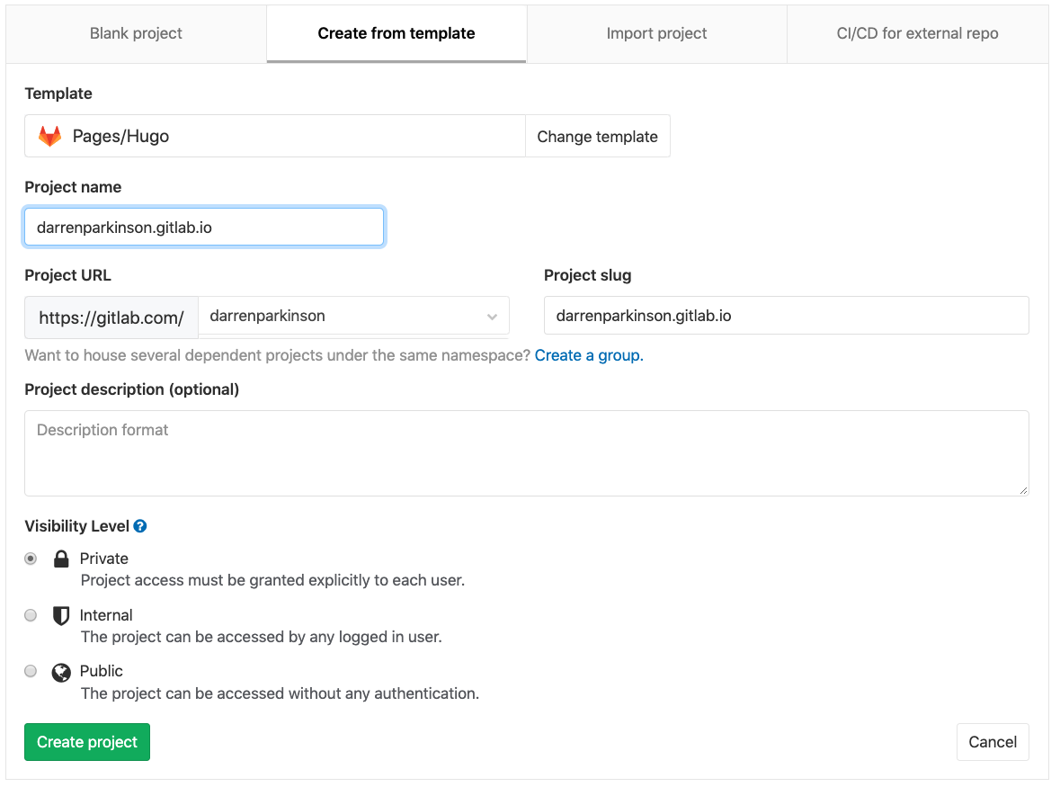 configuring the hugo template